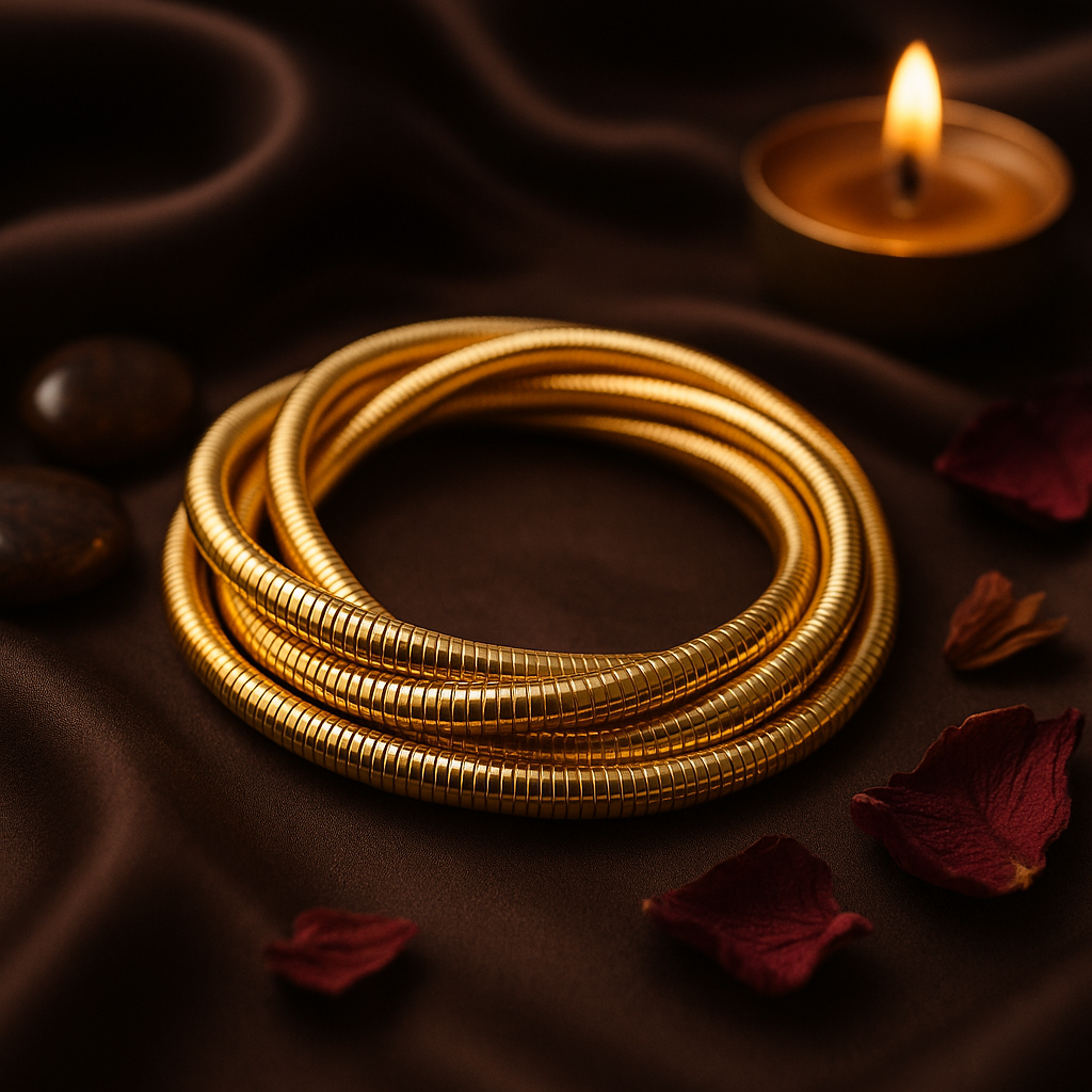 Spiral Design Golden Bracelet – Ethnic & Modern Fusion (Adjustable)
