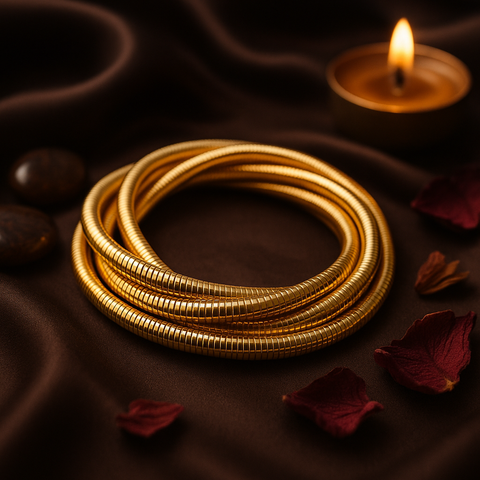 Spiral Design Golden Bracelet – Ethnic & Modern Fusion (Adjustable)