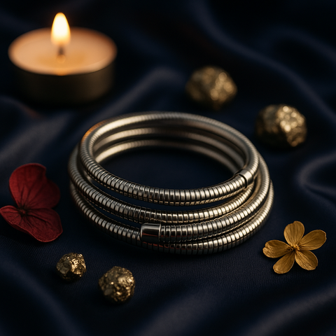 Rope Style Layered Silver Bracelet (Adjustable)