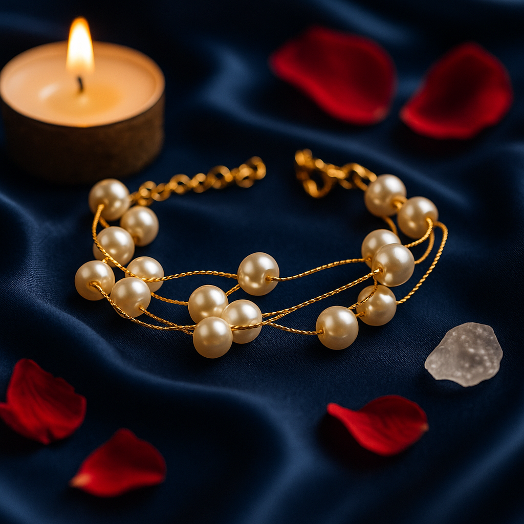 White Pearl Charm Bracelet
