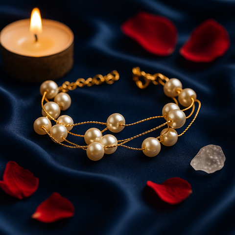 White Pearl Charm Bracelet