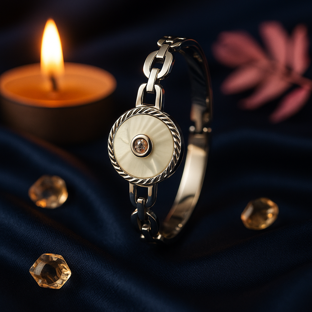 Minimal Round Dial Silver Bracelet