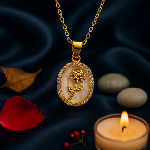 Gold Rose Pendant Necklace