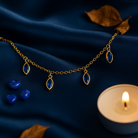 Blue Emerald Charm Necklace