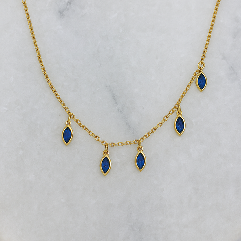 Blue Emerald Charm Necklace