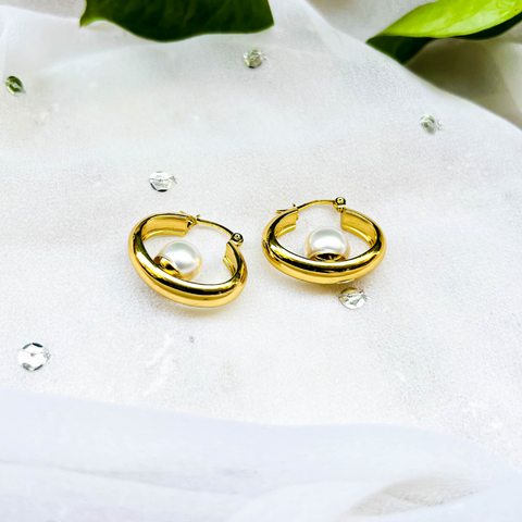 Pearl Orbit Hoop Earrings