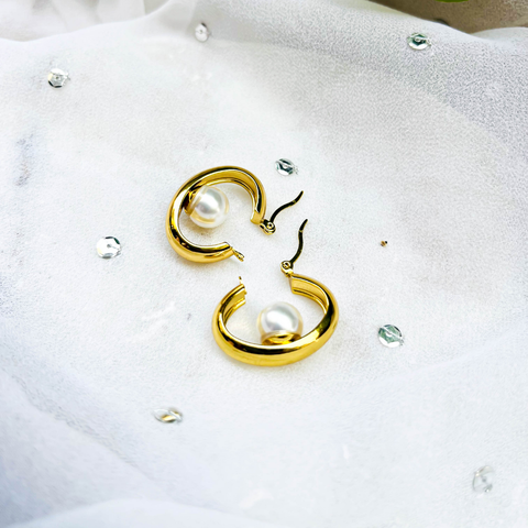 Pearl Orbit Hoop Earrings