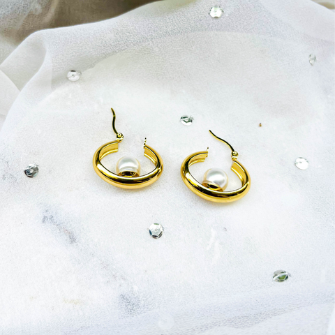 Pearl Orbit Hoop Earrings