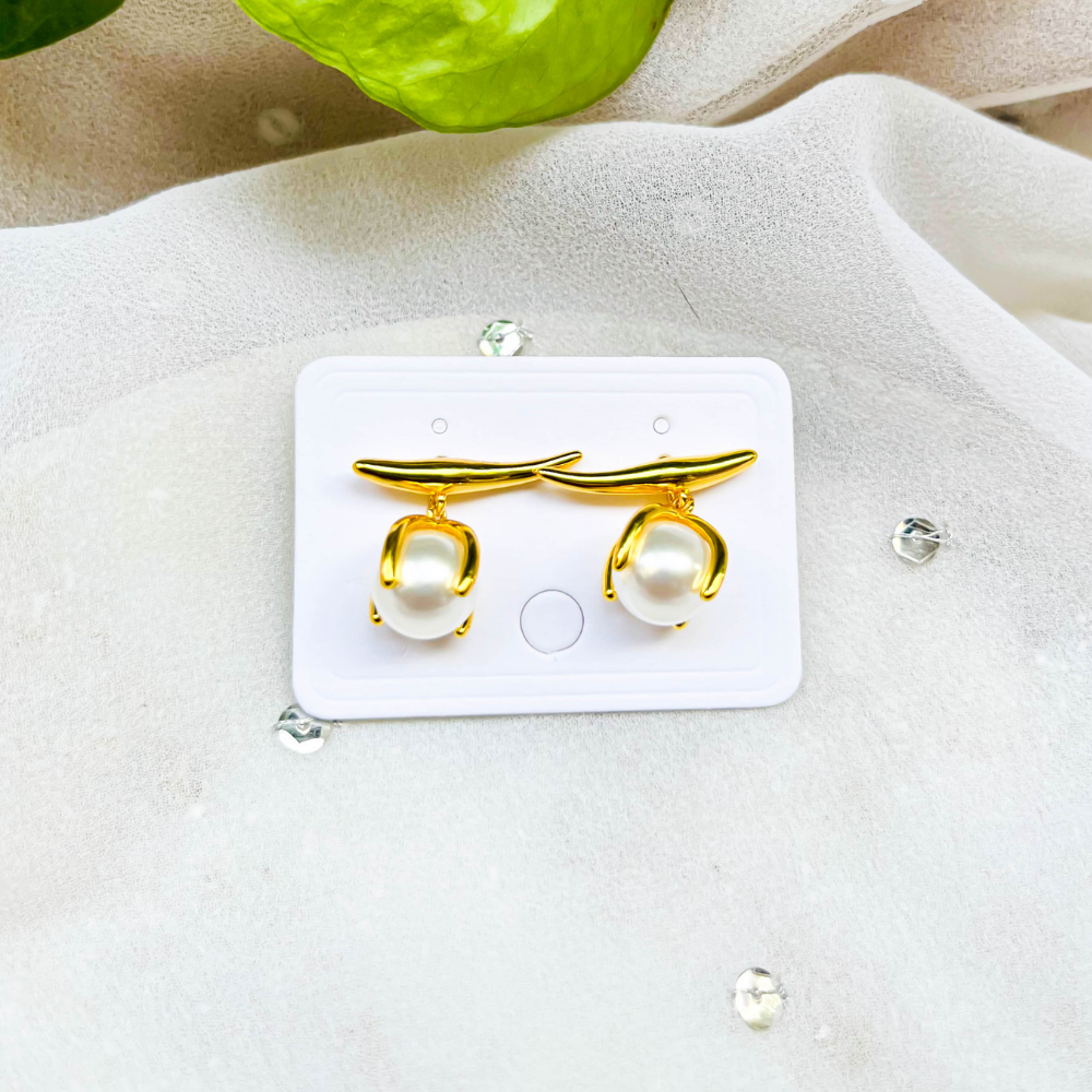Pearl Drop Stud Earrings