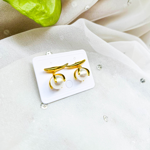 Pearl Drop Stud Earrings