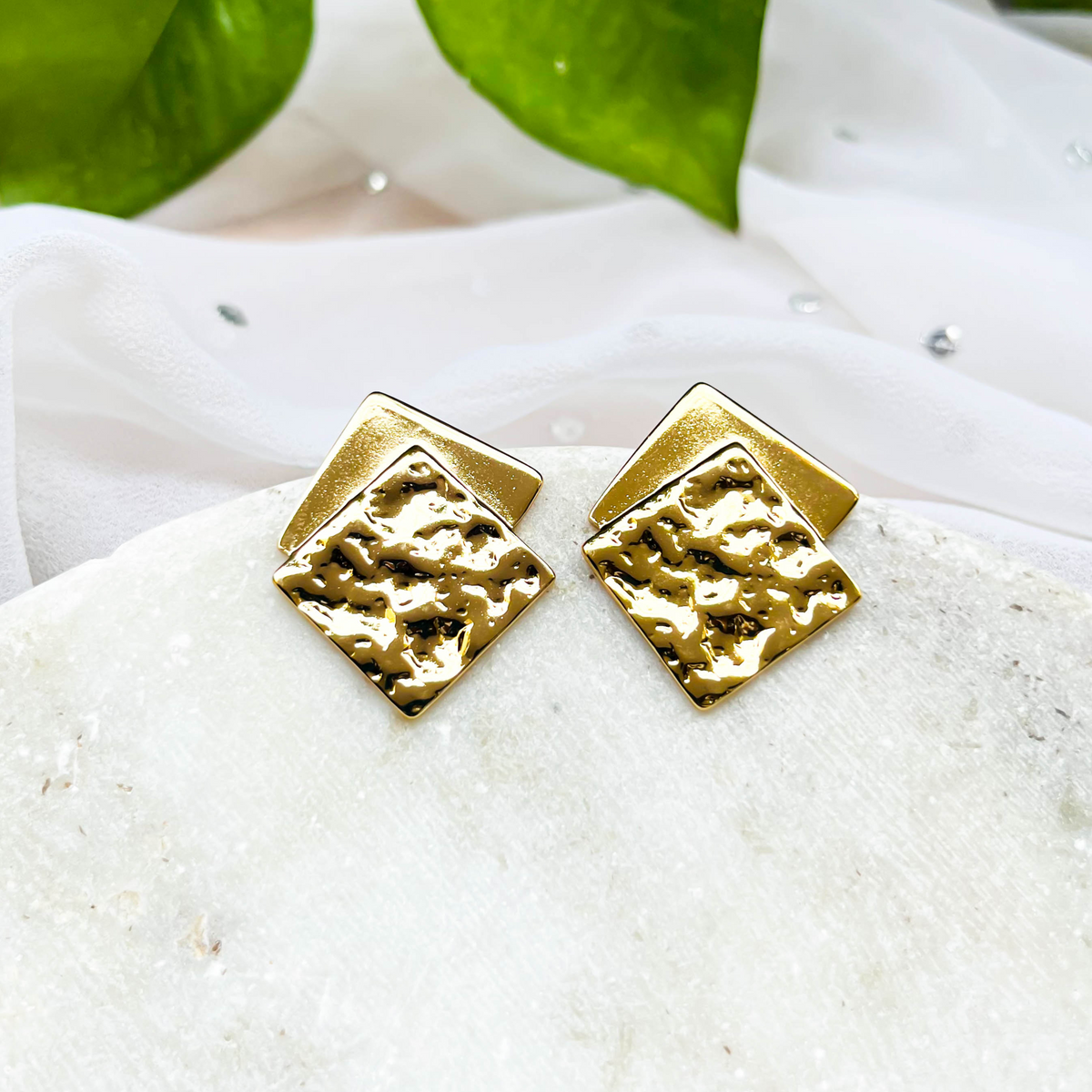 Textured Square Stud Earrings