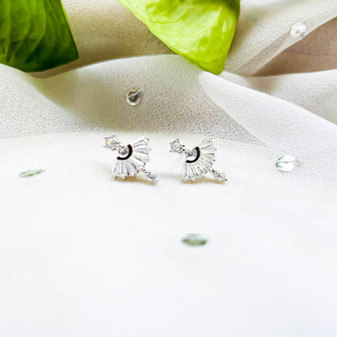 Mini Diamond Cut Stud Earrings (Silver)