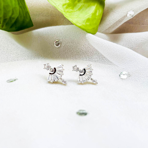 Mini Diamond Cut Stud Earrings (Silver)