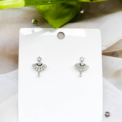 Mini Diamond Cut Stud Earrings (Silver)