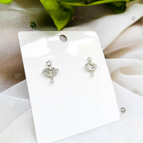 Mini Diamond Cut Stud Earrings (Silver)