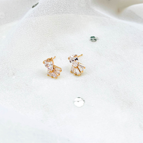 Mini Diamond Cut Stud Earrings (Rose Gold)