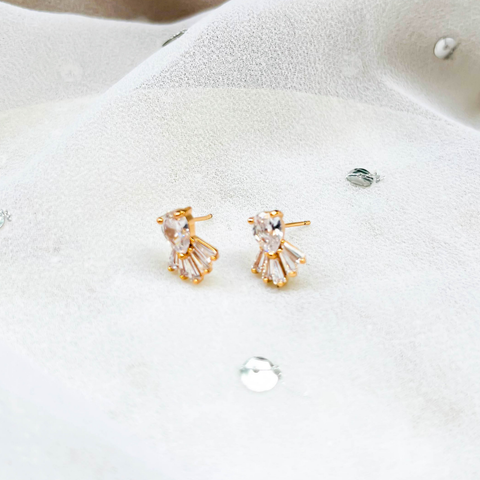 Mini Diamond Cut Stud Earrings (Rose Gold)