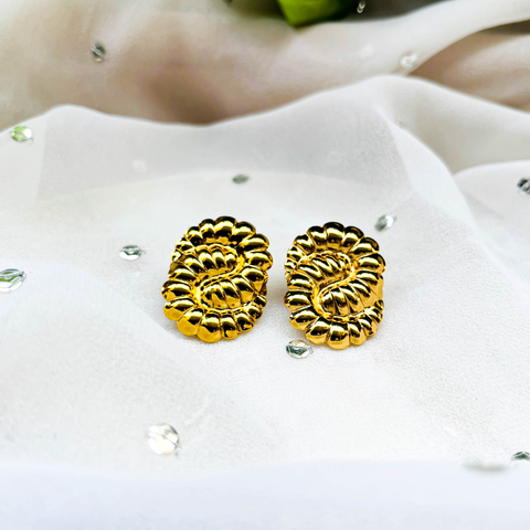 Golden Spiral Swirls Stud Earrings
