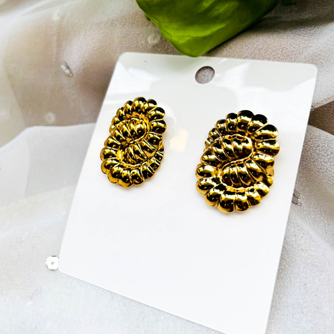 Golden Spiral Swirls Stud Earrings