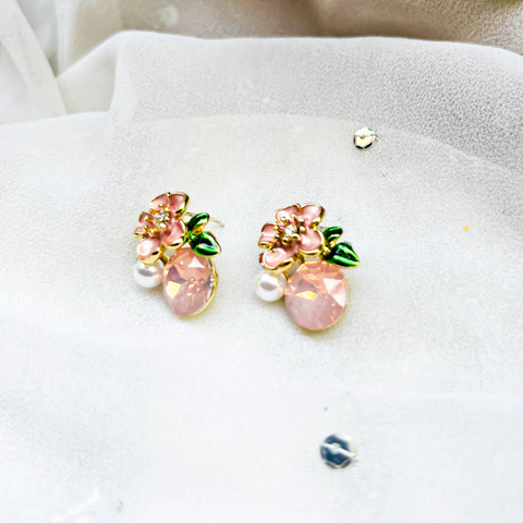 Peach Floral Stud Earrings