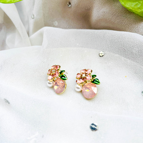 Peach Floral Stud Earrings