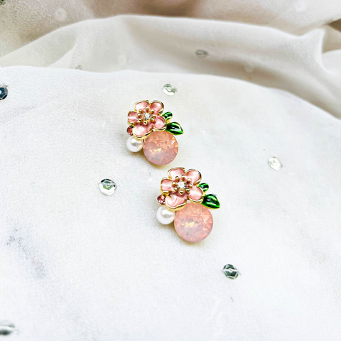 Peach Floral Stud Earrings