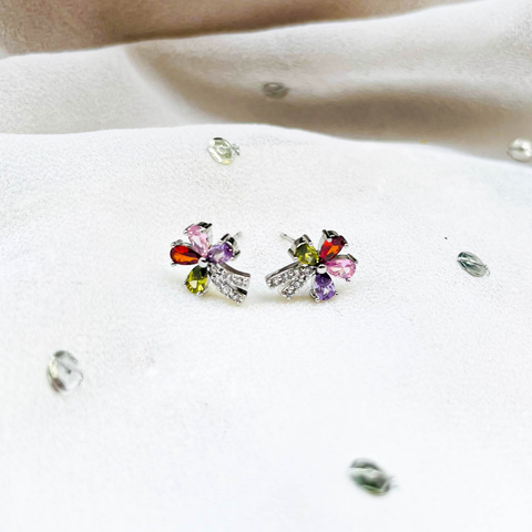Mini Diamond Cut Stud Earrings (Multi-Color)