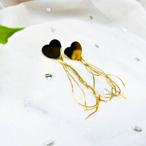 Heart Dangle Earrings – Golden Heart Fall Chains