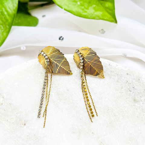 Gold Leaf Drop Earrings