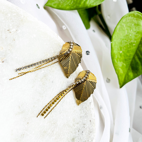 Gold Leaf Drop Earrings