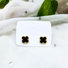 Black & Golden Van Cleef Stud Earrings