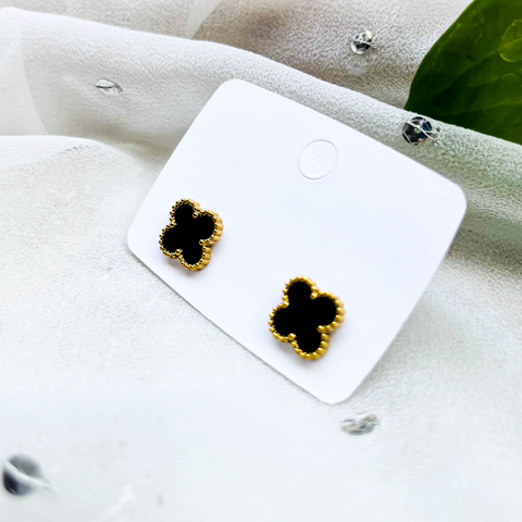 Black & Golden Van Cleef Stud Earrings