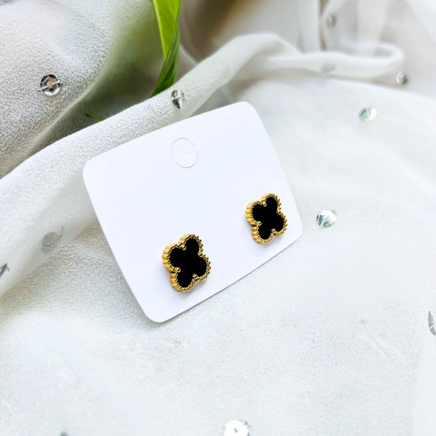 Black & Golden Van Cleef Stud Earrings