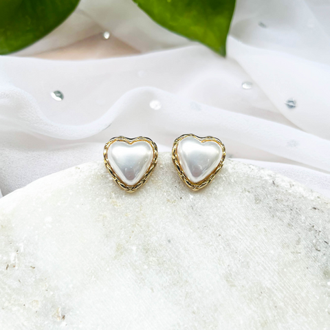 White Heart Shape Stud Earrings