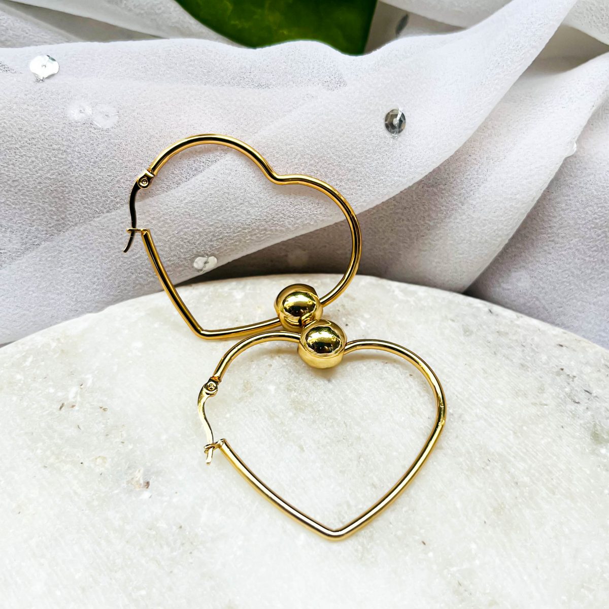 Golden Heart Shape Hoop Earrings