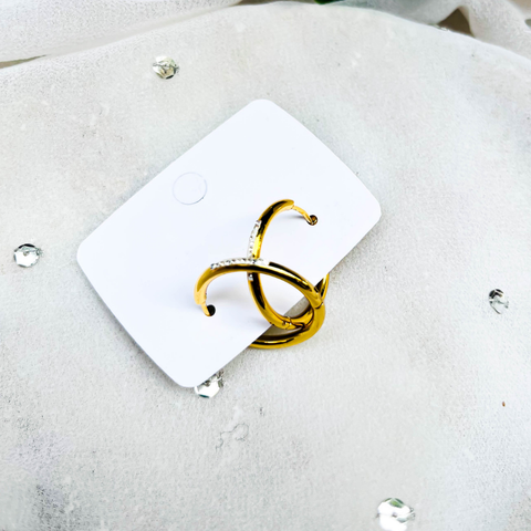 Golden Stone Hoop Earrings
