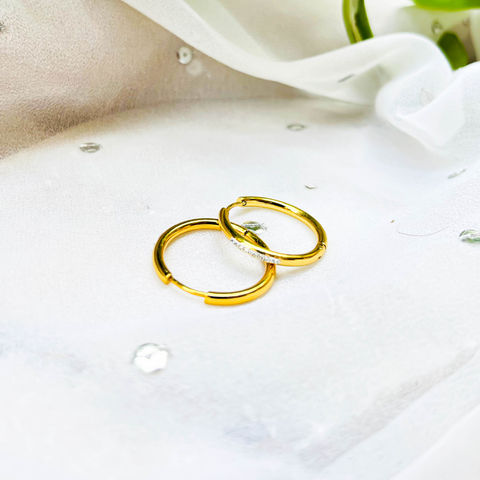 Golden Stone Hoop Earrings