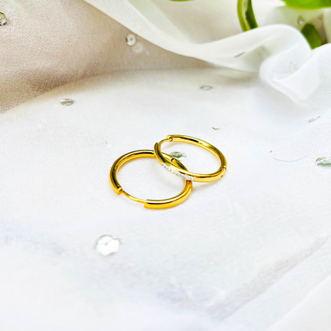 Golden Stone Hoop Earrings