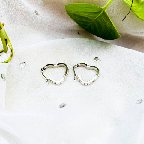 Silver Heart Shape Hoop Earrings