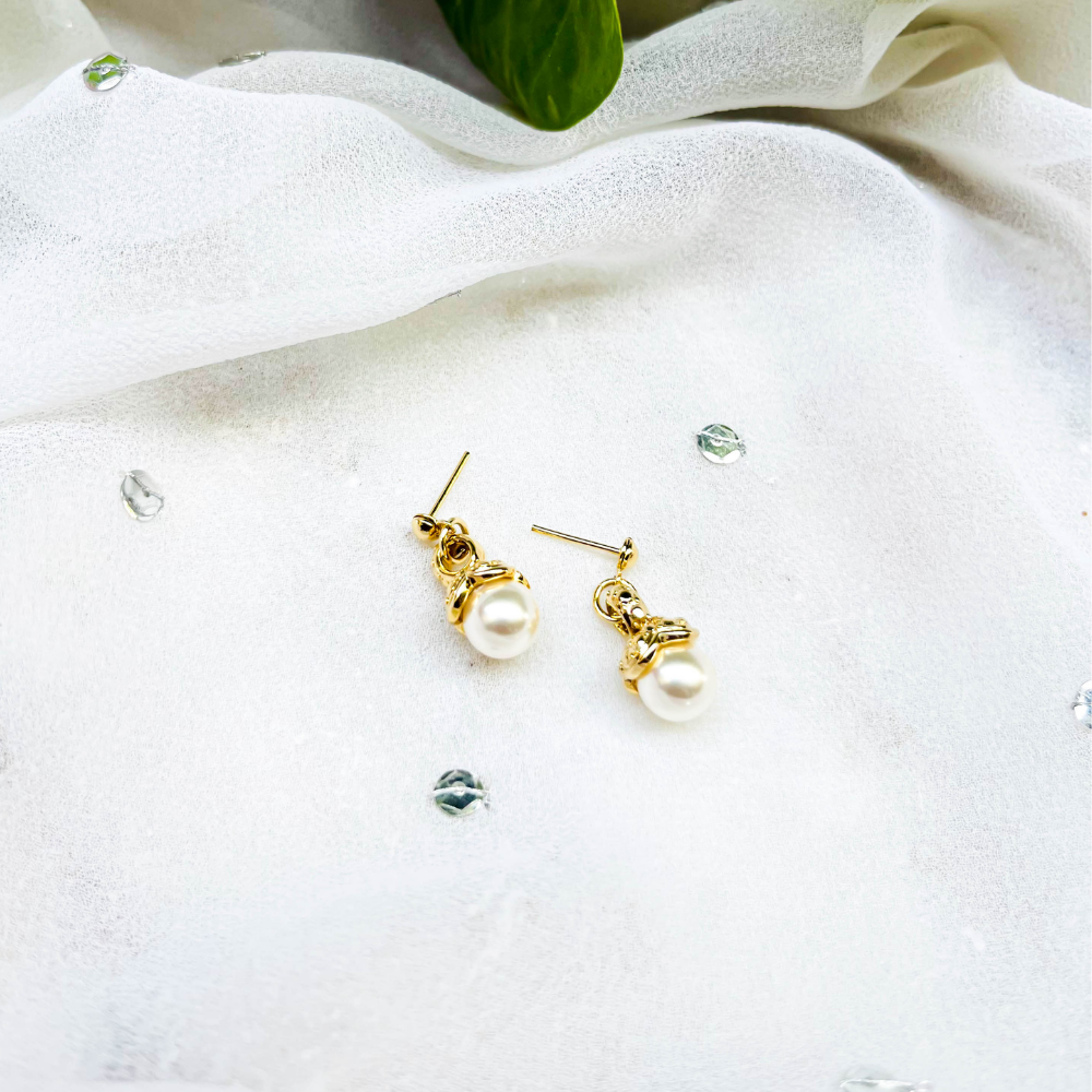 White Pearl Drop Earrings