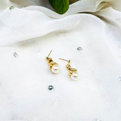 White Pearl Drop Earrings