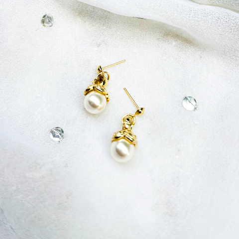 White Pearl Drop Earrings