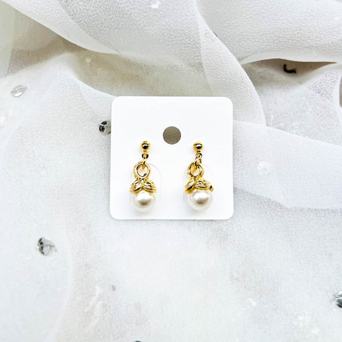 White Pearl Drop Earrings