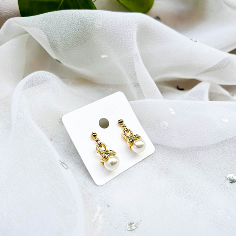 White Pearl Drop Earrings