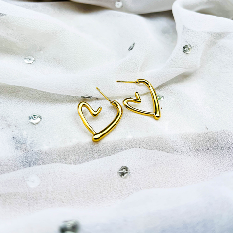 Small Golden Heart Hoop Earrings