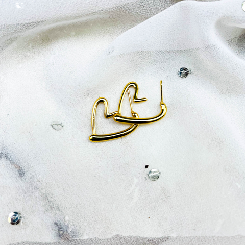 Small Golden Heart Hoop Earrings