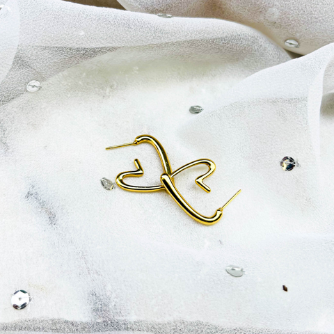 Small Golden Heart Hoop Earrings