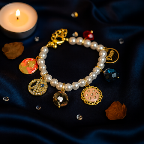 Playful Charm Bracelet with Beads and Gem Accents (Adjustable)