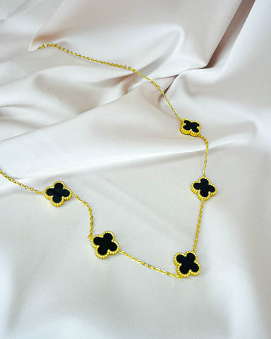 Dainty Clover Necklace-Black