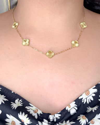 Dainty Clover Necklace-Golden